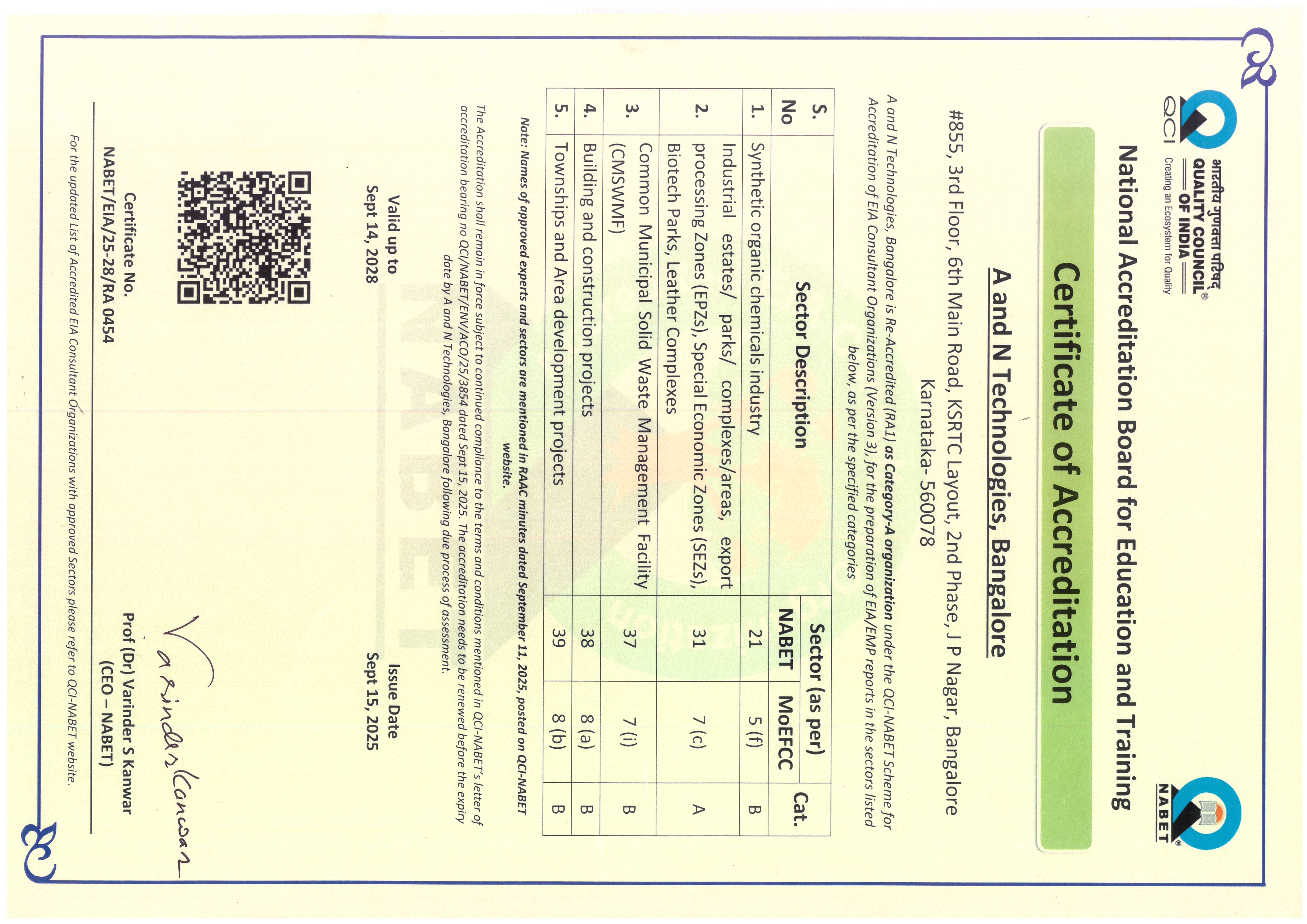 NABET Certificate